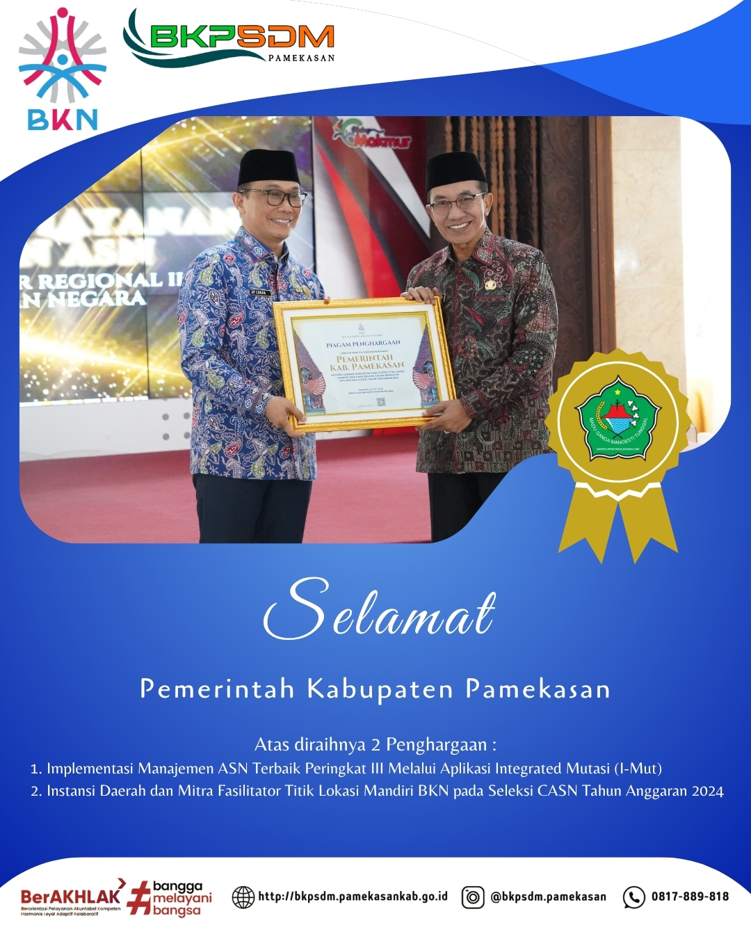 Selamat Untuk Pemerintah Kabupaten Pamekasan! Dua Penghargaan Bergengsi Sekaligus Berhasil Diraih!
