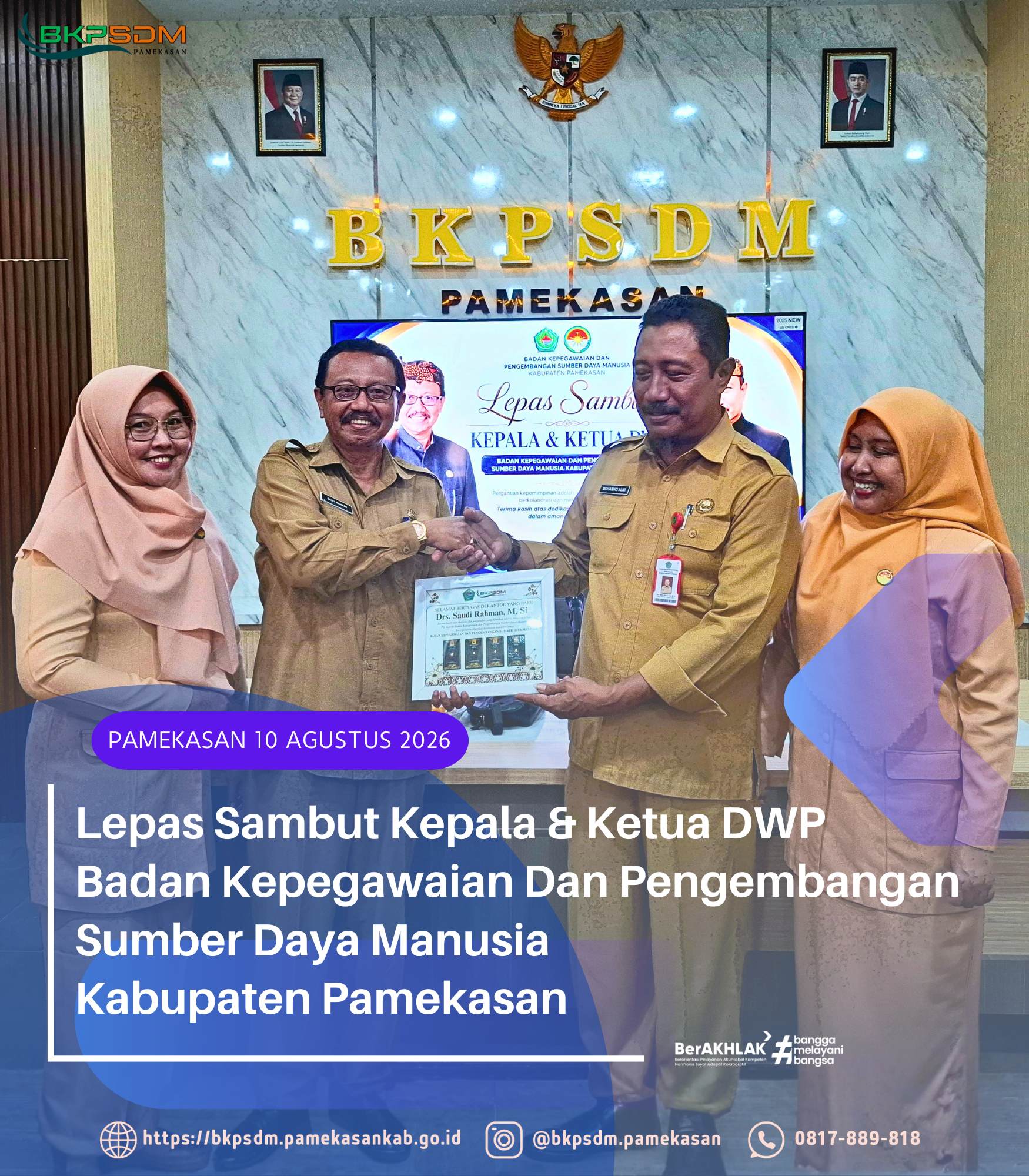 Lepas Sambut Kepala & Ketua DWP Badan Kepegawaian Dan Pengembangan Sumber Daya Manusia Kabupaten Pamekasan